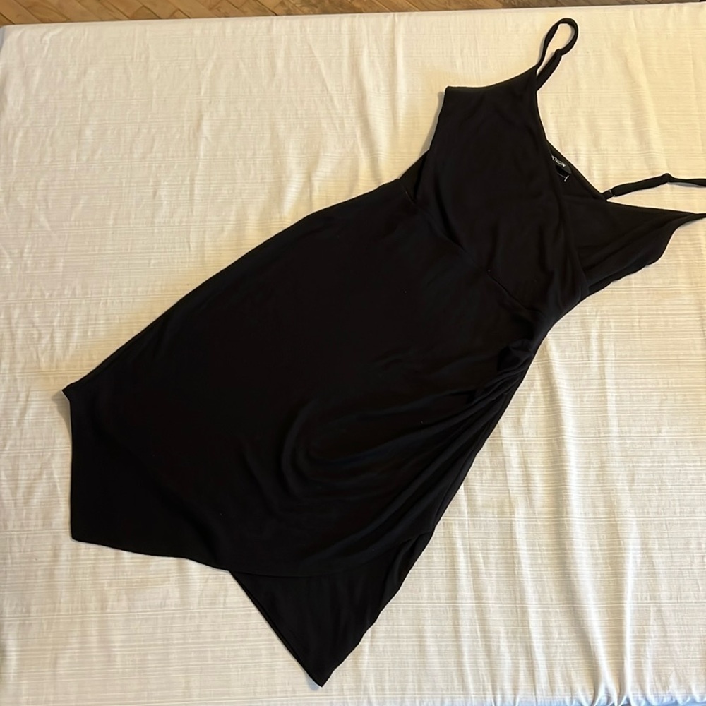 41 Hawthorn Stitch Fix Black Wrap Tulip Hem Spaghetti Strap Dress Small NWT